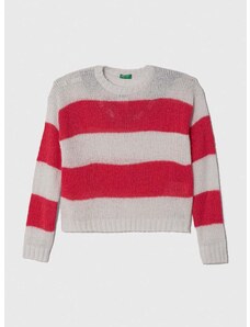 Otroški pulover s primesjo volne United Colors of Benetton roza barva