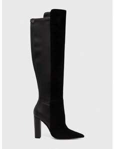 Usnjeni elegantni škornji Guess SEVILLA ženski, črna barva, FL8SEA SUE11