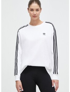 Bombažna majica z dolgimi rokavi adidas Originals bela barva