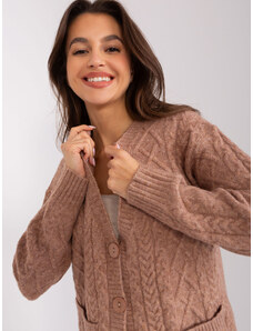 Fashionhunters Light brown cable knitted sweater