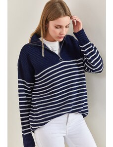 Bianco Lucci Ženski pulover za pletenine z zadrgo z zadrgo