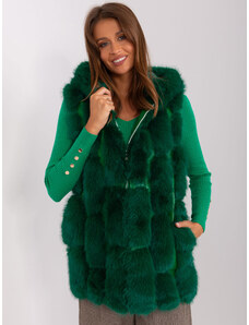 Fashionhunters Dark green fur vest with lining