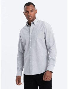 Ombre Clothing Elegantna siva srajca oxford V2 OM0108