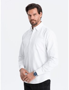 Ombre Clothing Elegantna bela srajca oxford V1 OM0108