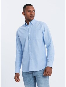 Ombre Clothing Elegantna modra srajca oxford V4 OM0108