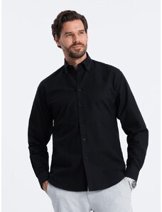 Ombre Clothing Elegantna črna srajca oxford V3 OM0114