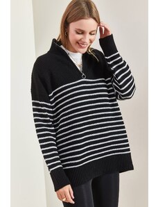 Bianco Lucci Ženski pulover za pletenine z zadrgo z zadrgo