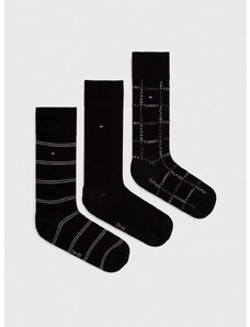 Nogavice Tommy Hilfiger 3-pack moški, črna barva