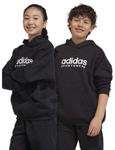 Otroški pulover adidas črna barva, s kapuco