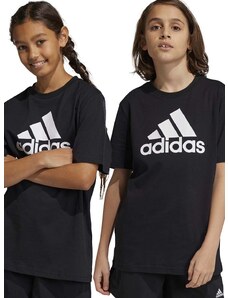 Otroška bombažna kratka majica adidas U BL črna barva