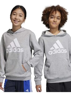Otroški pulover adidas U BL siva barva, s kapuco