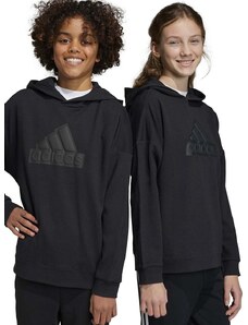 Otroški pulover adidas U FI LOGO črna barva, s kapuco