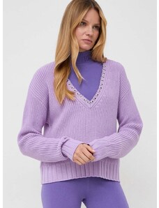 Volnen pulover Patrizia Pepe ženski, vijolična barva
