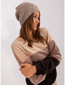Fashionhunters Dark beige women's knitted hat