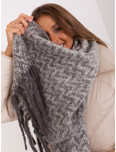 Fashionhunters Grey and white women's scarf with patterns