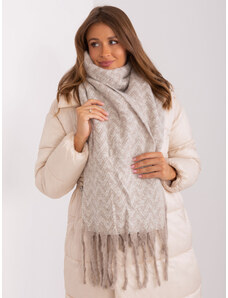 Fashionhunters Beige and white women's knitted scarf