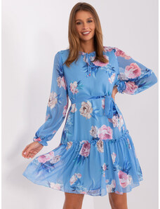 Fashionhunters Blue floral dress with ruffles