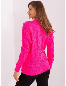 Fashionhunters Fluo pink braided cardigan