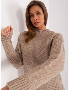 Fashionhunters Dark beige oversize knitted sweater