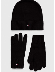 Kapa in rokavice Tommy Hilfiger črna barva