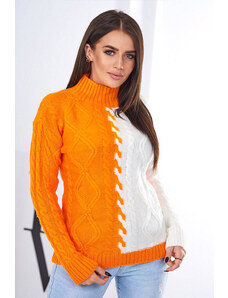 Kesi Dvobarvni pulover oranžna+ecru