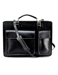 Moška velika stilska črna usnjena torba George VERA PELLE