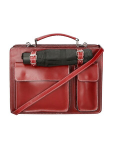 Moška večja stilska temno rdeča usnjena torba Bryan VERA PELLE