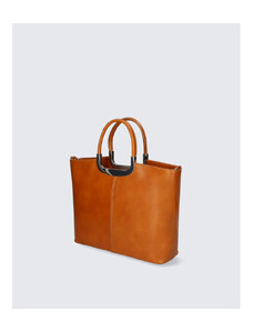 Manjša stilska konjak rjava usnjena torbica za v roko Amelia VERA PELLE