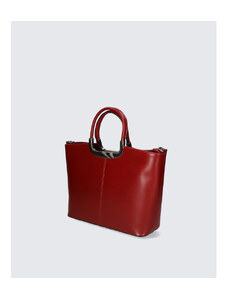 Manjša stilska temno rdeča usnjena torbica za v roko Amelia VERA PELLE