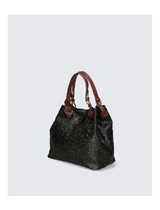 Edinstvena luksuzna črna usnjena torbica za čez ramo Madeleine Two VERA PELLE