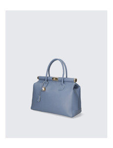 Stilska luksuzna svetlo modra usnjena torbica za v roko Aliste VERA PELLE
