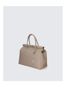 Stilska luksuzna rjava taupe usnjena torbica za v roko Aliste VERA PELLE