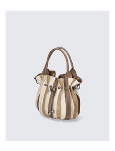 Manjša dizajnerska rjava taupe usnjena torbica za v roko Marci VERA PELLE