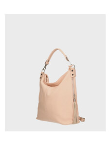 Večja luksuzna svetlo rožnata usnjena torbica za čez ramo Denice Two VERA PELLE