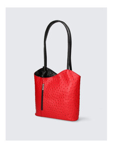 Stilska dizajnerska rdeča s črno usnjena torbica za čez ramo Royal VERA PELLE