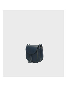 Večja luksuzna temno modra usnjena crossbody torbica Bella VERA PELLE