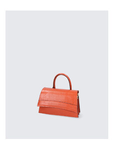 Majhna dizajnerska temno oranžna usnjena torbica za v roko Laura VERA PELLE
