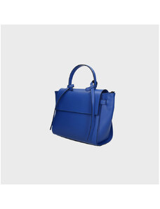 Manjša dizajnerska živo modra usnjena torbica za v roko Chantal VERA PELLE