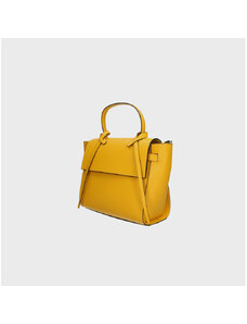 Manjša dizajnerska živo rumena usnjena torbica za v roko Chantal VERA PELLE