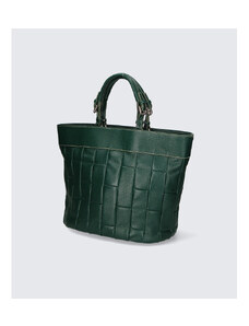 Večja sodobna temno zelena usnjena torbica za čez ramo Silvia VERA PELLE
