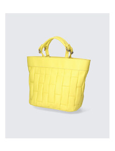 Večja sodobna živo rumena usnjena torbica za čez ramo Silvia VERA PELLE
