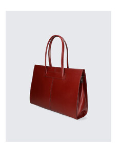 Prostorna stilska temno rdeča usnjena torbica za čez ramo Business VERA PELLE