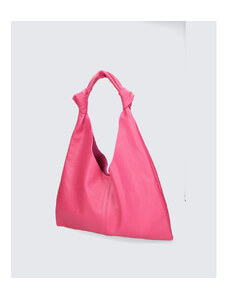 Večja dizajnerska rožnata usnjena torbica za čez ramo Ela VERA PELLE