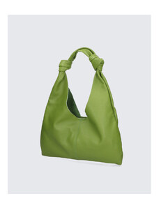 Večja dizajnerska zelena usnjena torbica za čez ramo Ela VERA PELLE