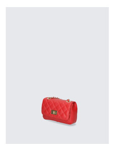 Majhna luksuzna temno rdeča usnjena torbica brez ročaja Benetia Little VERA PELLE