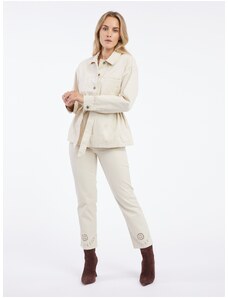 Orsay Beige Women's Patterned Denim Jacket - Women's
