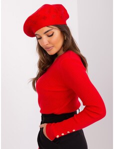Fashionhunters Red women's beret with appliqué