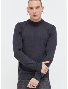 Volnen pulover HUGO moški, siva barva