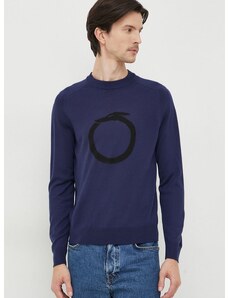 Volnen pulover Trussardi moški, mornarsko modra barva
