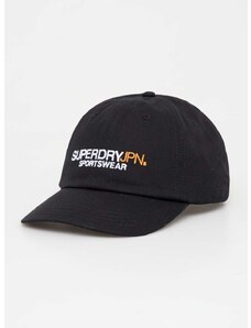 Bombažna bejzbolska kapa Superdry črna barva